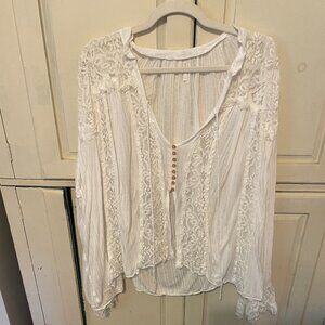 Free People White Lace Top Size Small